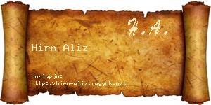 Hirn Aliz névjegykártya